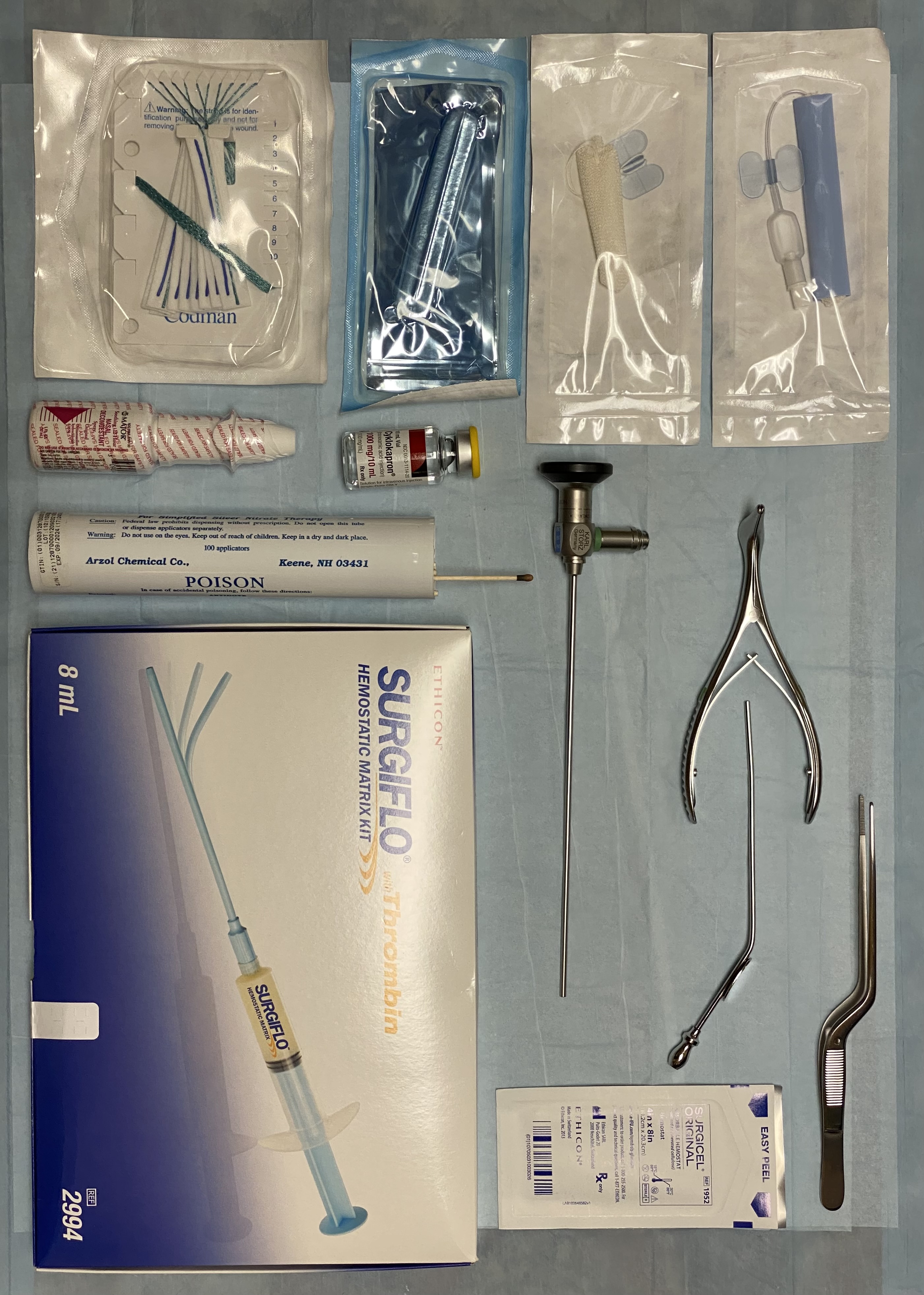 <p>Supplies for Epistaxis Management