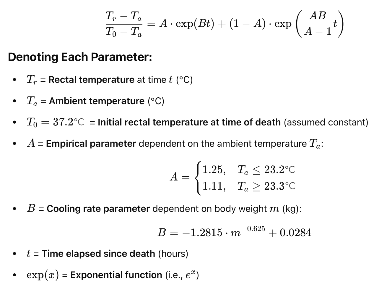 <p>The Henssge formula</p>
