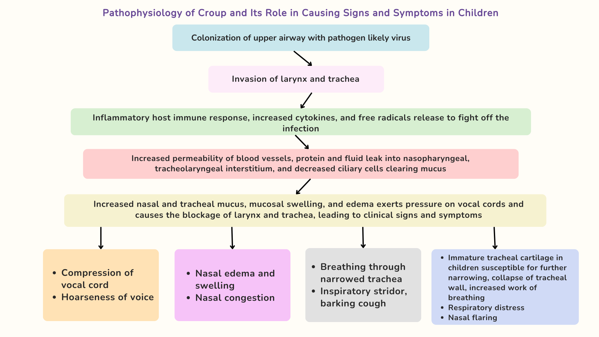 <p>Pathophysiology of Croup and Its Role in Causing Signs and Symptoms in Children.</p>