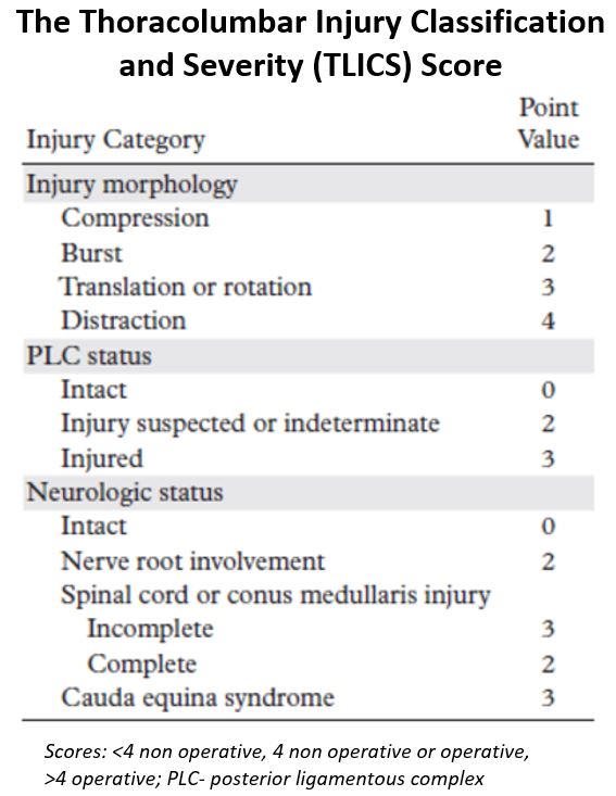 <p>Thoracolumbar Injury Classification and Severity Score